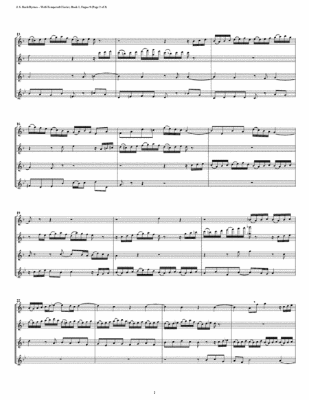 Fugue 09 From Well Tempered Clavier Book 1 Flute Quartet Page 2