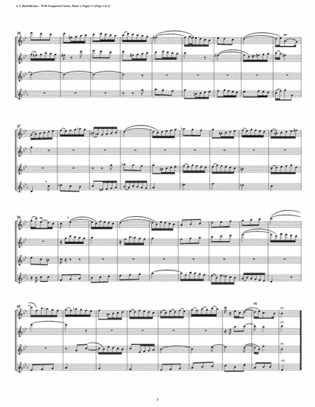 Fugue 11 From Well Tempered Clavier Book 1 Flute Quartet Page 2