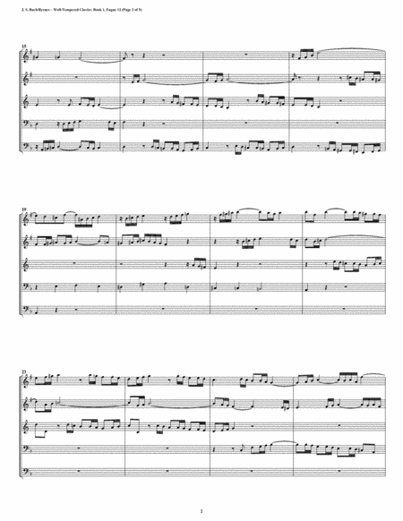 Fugue 12 From Well Tempered Clavier Book 1 Brass Quintet Page 2