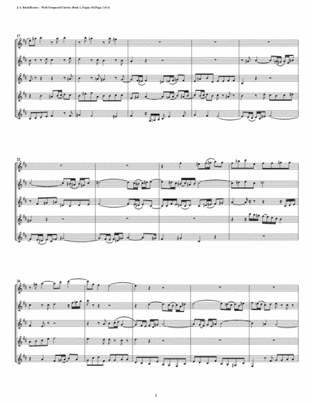 Fugue 18 From Well Tempered Clavier Book 1 Clarinet Quintet Page 2