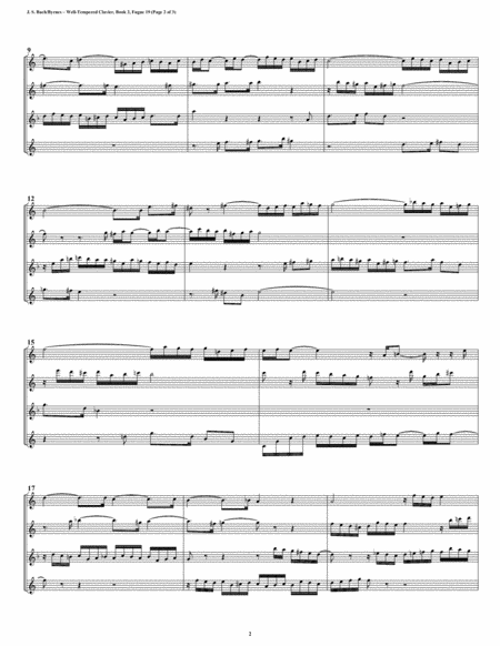 Fugue 19 From Well Tempered Clavier Book 2 Flute Quartet Page 2