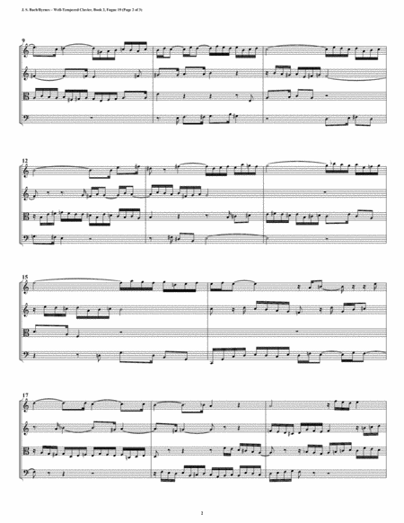 Fugue 19 From Well Tempered Clavier Book 2 String Quartet Page 2