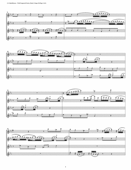 Fugue 20 From Well Tempered Clavier Book 2 Flute Quartet Page 2