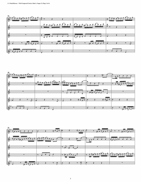 Fugue 21 From Well Tempered Clavier Book 1 Clarinet Quintet Page 2