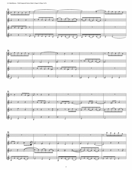 Fugue 21 From Well Tempered Clavier Book 2 Clarinet Quartet Page 2