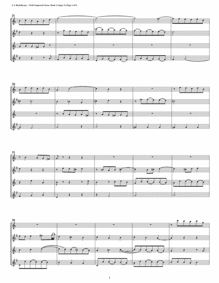 Fugue 21 From Well Tempered Clavier Book 2 Saxophone Quartet Page 2