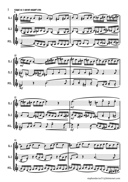 Fugue In C Major By W A Mozart K394 For Clarinet Trio Page 2