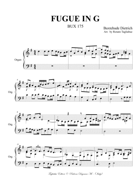 Fugue In G Buxtehude Buxwv 175 For Organ Page 2