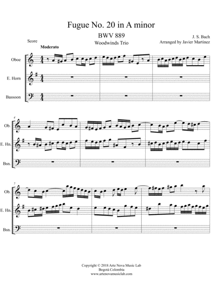 Fugue No 20 In A Minor Bwv 889 Woodwinds Trio Page 2