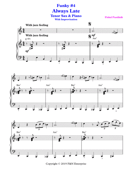 Funky 4 Always Late Piano Background For Tenor Sax And Piano Video Page 2