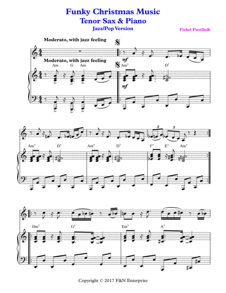 Funky Christmas Music Piano Background For Tenor Sax And Piano With Improvisation Page 2