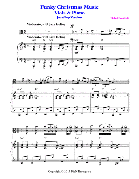 Funky Christmas Music Piano Background For Viola And Piano With Improvisation Page 2