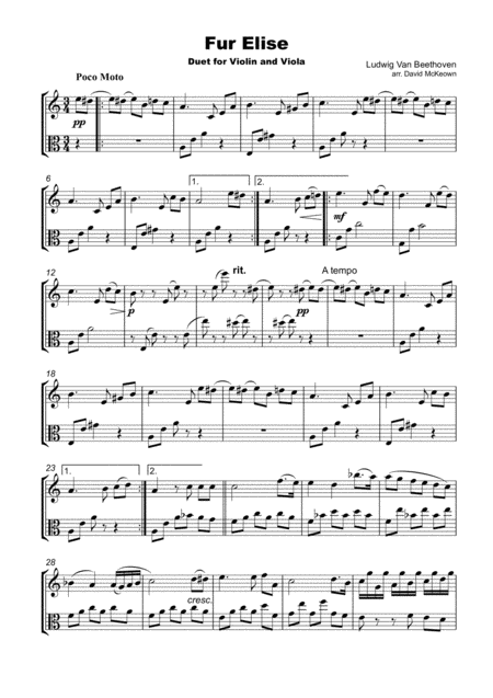 Fur Elise Duet For Violin And Viola Page 2