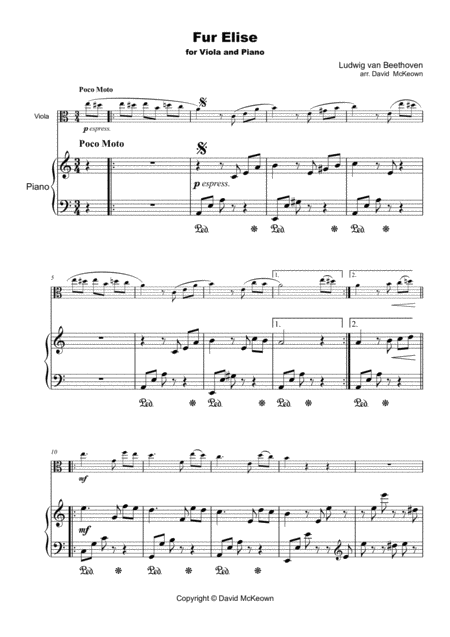 Fur Elise For Viola And Piano Page 2