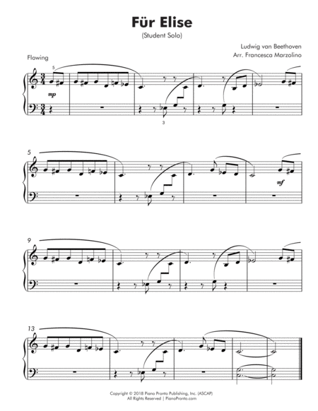 Fur Elise Primer Solo With Teacher Duet Page 2