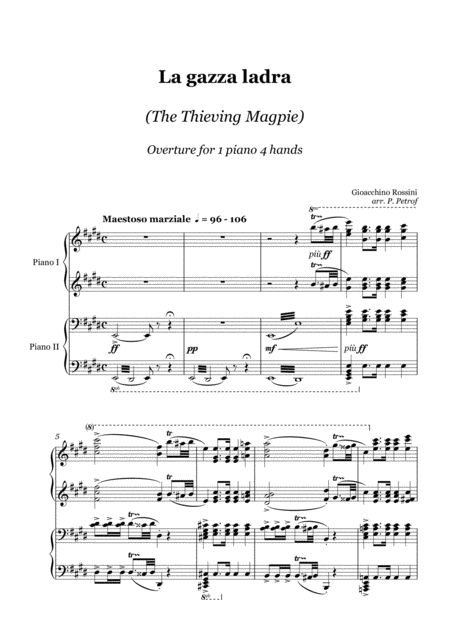 G Rossini La Gazza Ladra The Thieving Magpie Overture 1 Piano 4 Hands Score And Parts Page 2