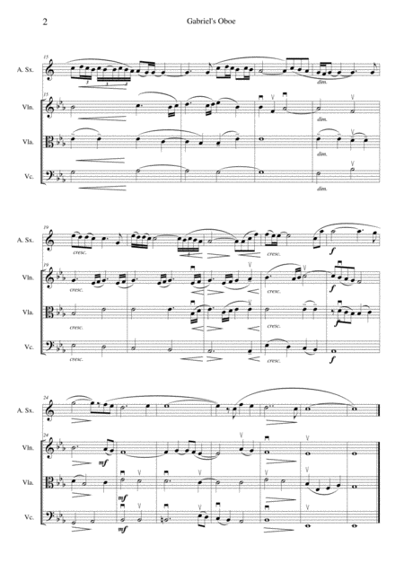 Gabriels Oboe Nella Fantasia For Alto Sax Or Eb Instrument And String Trio From The Mission Soundtrack Page 2