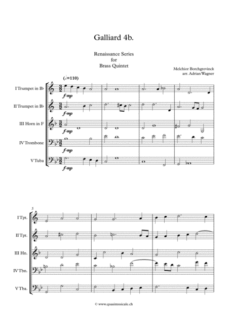 Galliard 4b Melchior Borchgrevinck Brass Quintet Arr Adrian Wagner Page 2