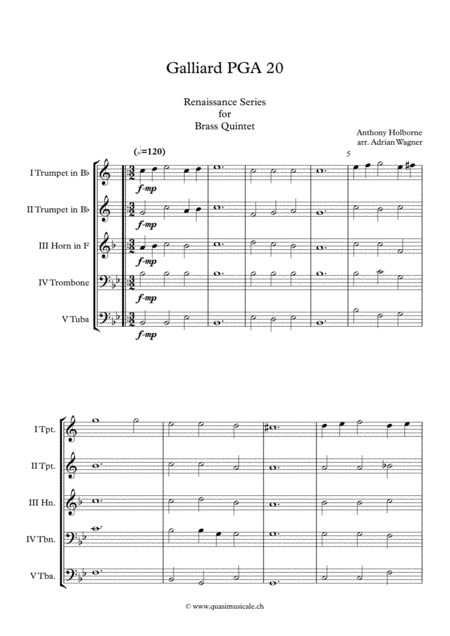 Galliard Pga 20 Anthony Holborne Brass Quintet Arr Adrian Wagner Page 2