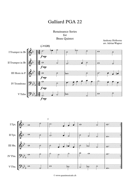 Galliard Pga 22 Anthony Holborne Brass Quintet Arr Adrian Wagner Page 2