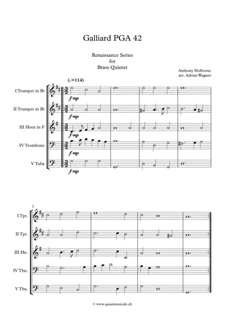 Galliard Pga 42 Anthony Holborne Brass Quintet Arr Adrian Wagner Page 2