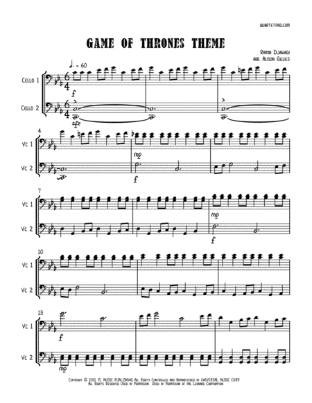 Game Of Thrones Cello Duet Page 2