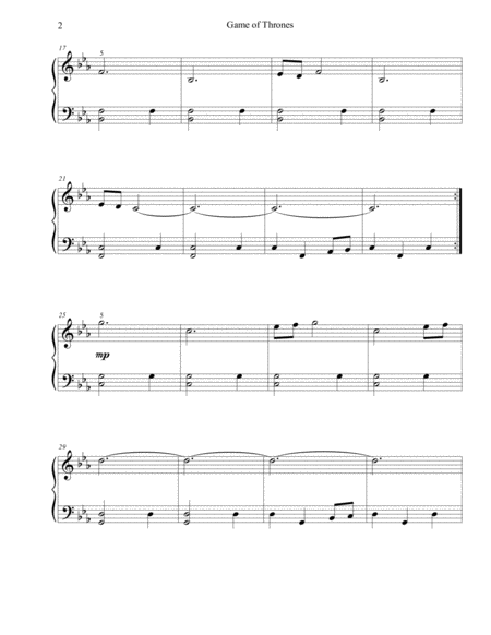 Game Of Thrones Easy Piano Page 2