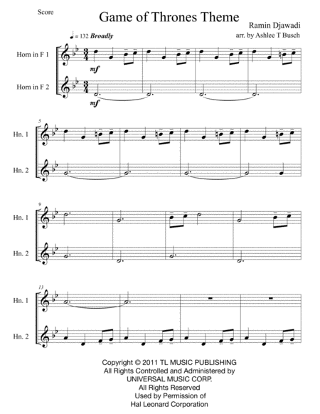 Game Of Thrones For Horn Duet Page 2