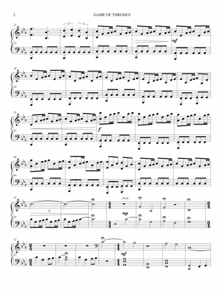 Game Of Thrones Main Title Theme Piano Solo Page 2