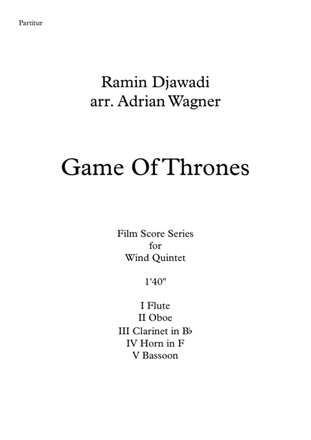 Game Of Thrones Ramin Djawadi Wind Quintet Arr Adrian Wagner Page 2