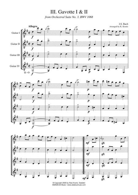 Gavotte 1 2 From Suite No 3 Bwv 1068 For String Quartet Page 2