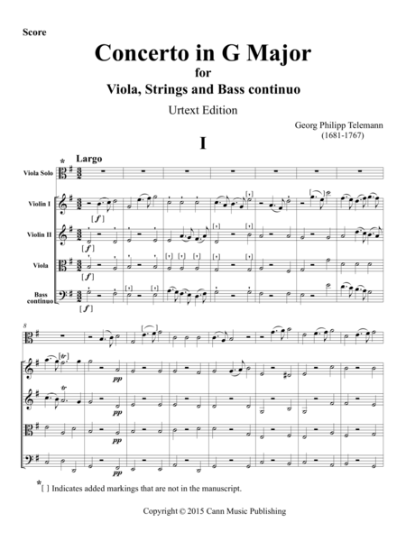 Georg Philipp Telemann Viola Concerto In G Major Urtext Score Page 2