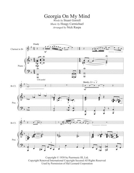 Georgia On My Mind B Flat Clarinet Piano Advanced Page 2