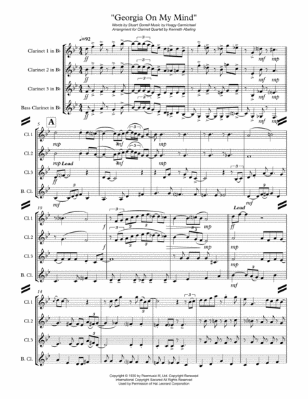 Georgia On My Mind For Clarinet Quartet Page 2