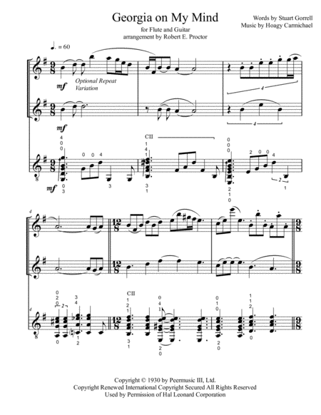 Georgia On My Mind For Flute And Guitar Page 2