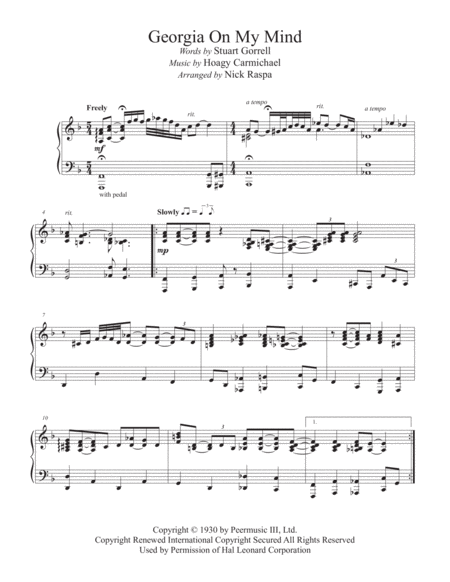 Georgia On My Mind Jazz Piano Page 2