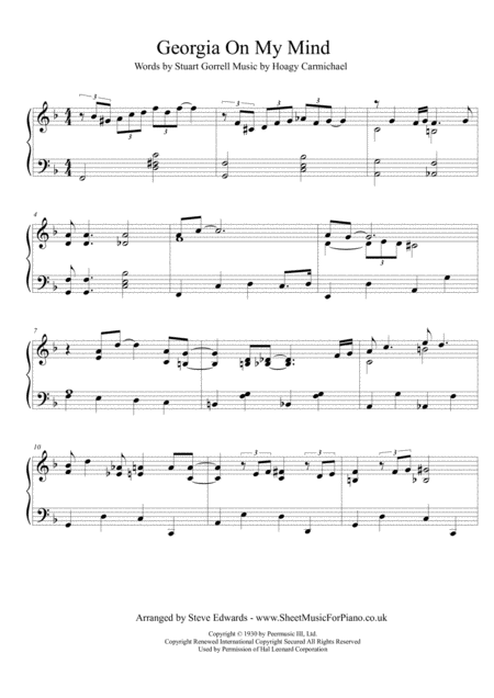 Georgia On My Mind Piano Solo Moderate Page 2