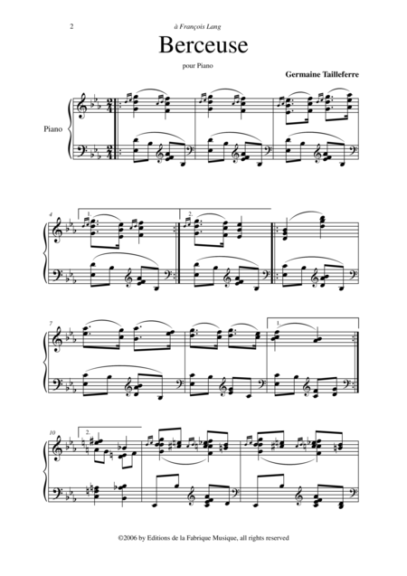 Germaine Tailleferre Berceuse Pour Piano Page 2