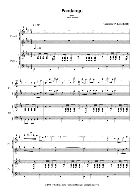 Germaine Tailleferre Fandango For Two Pianos Page 2