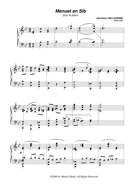 Germaine Tailleferre Menuet En Sib For Piano Page 2