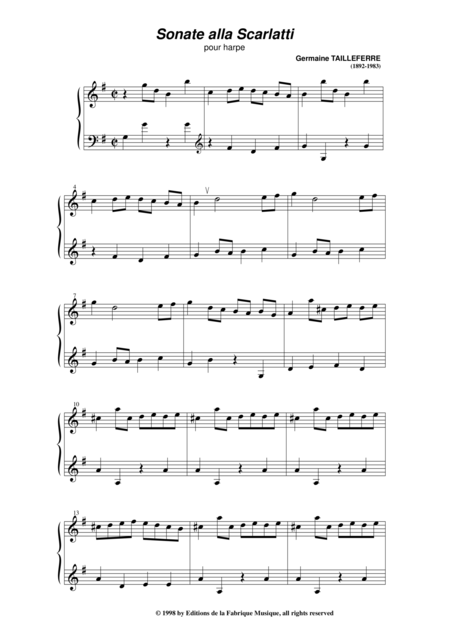 Germaine Tailleferre Sonata Alla Scarlatti For Harp Page 2