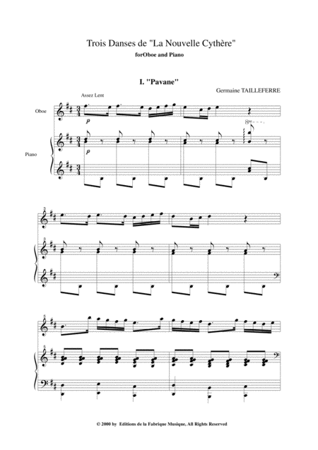 Germaine Tailleferre Trois Danses De La Nouvelle Cythre For Oboe And Piano Page 2