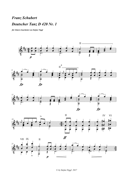 German Dances D 420 For Guitar Solo Page 2