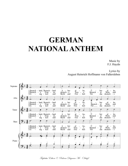 German National Anthem German Text For Satb Choir And Piano Pdf Files With Embedded Mp3 Files Of The Individual Parts Page 2