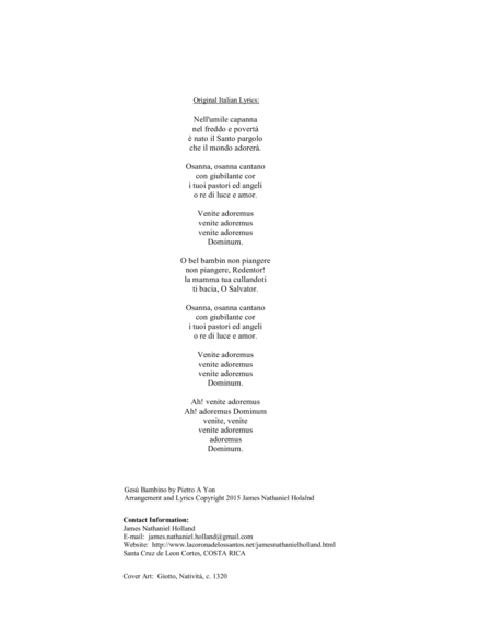 Gesu Bambino For Alto Voice And Piano With New English Lyrics Page 2