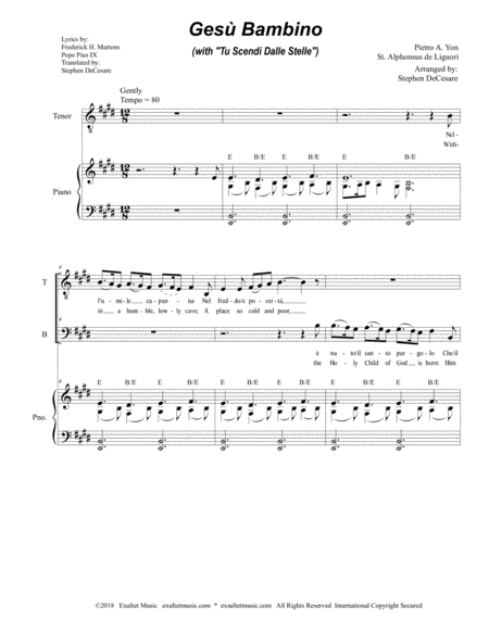 Gesu Bambino With Tu Scendi Dalle Stelle For 2 Part Choir Tb Page 2