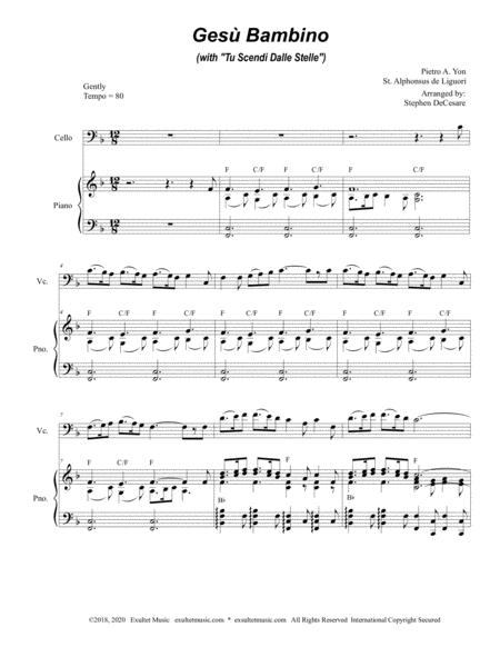 Gesu Bambino With Tu Scendi Dalle Stelle For Cello Solo And Piano Page 2