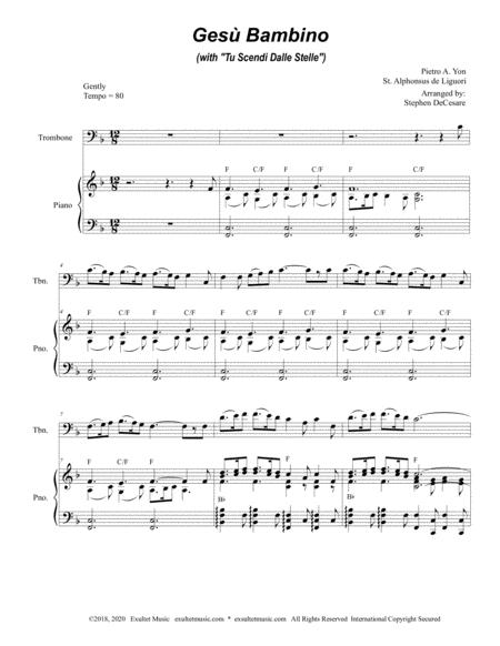 Gesu Bambino With Tu Scendi Dalle Stelle For Trombone Solo And Piano Page 2