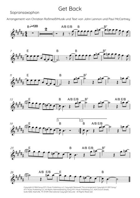 Get Back Melody For Saxophon Alto Tenor Page 2