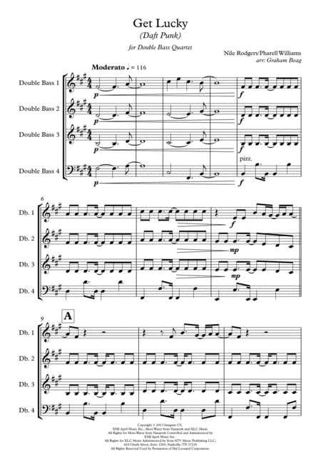 Get Lucky For Double Bass Quartet Page 2